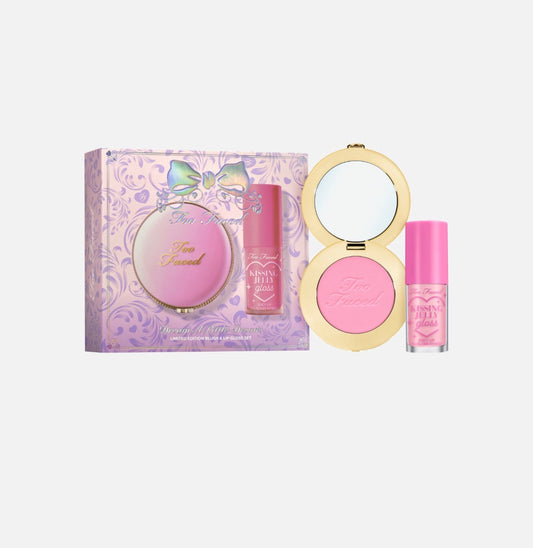 Too Faced Cloud Crush Blush & Kissing Jelly Lip Oil Set - Candy Clouds & Pink Sherbet
