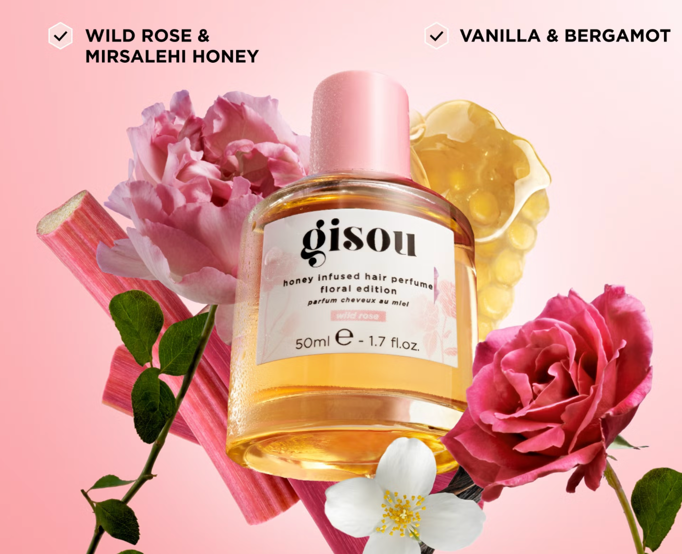 Gisou Honey Infused Hair Perfume 50ml - Wild Rose